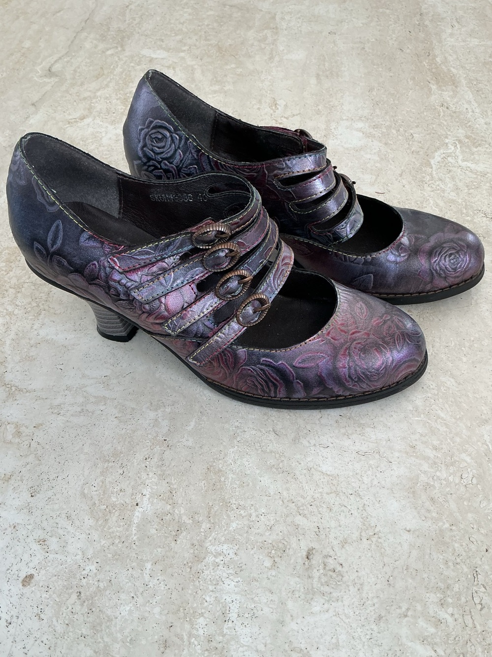 Socofy Floral Mary Jane Heels - Size 40